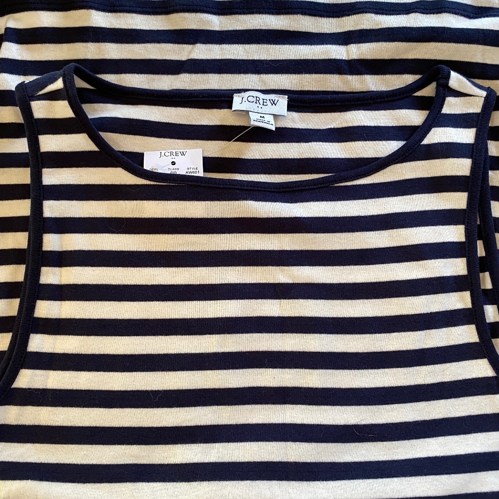 NWT JCrew Tank Top, Navy Stripe, Size M